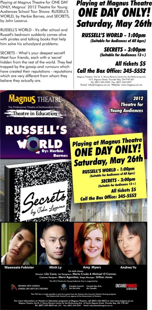 Magnus Theatre Presents: Russel’s World & Secrets